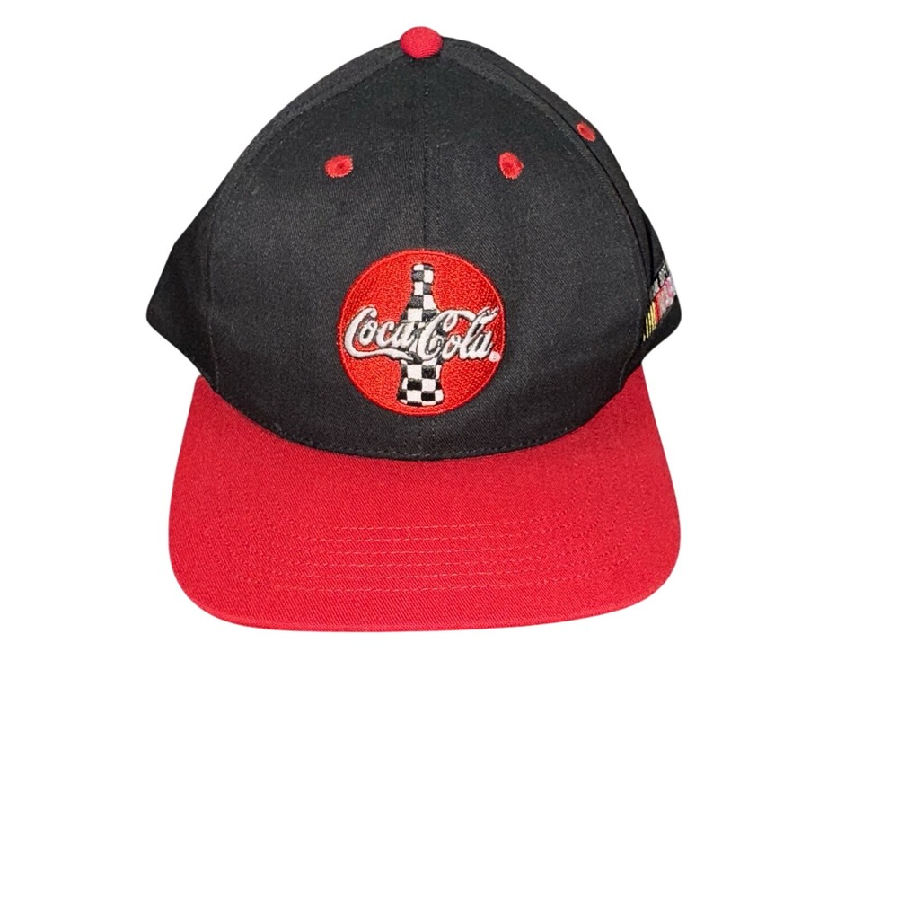 Vintage 90s Nascar Racing Coca-Cola Snapback Hat Cap Red Black USA Made
